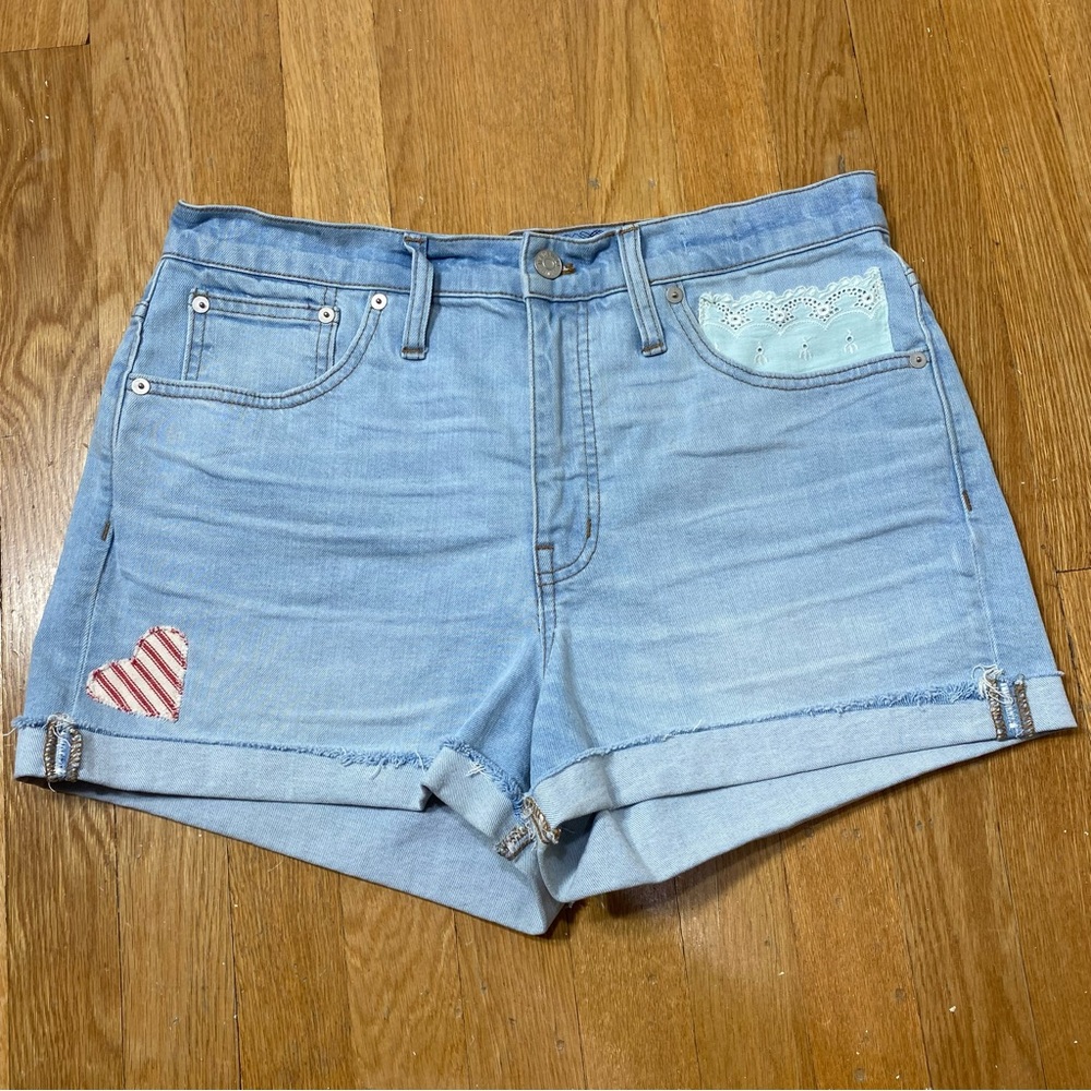 Madewell High-Rise Denim Shorts Light Style#K8029 Altered Patches 30 - Picture 2 of 13